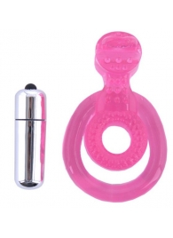 Розовая вибронасадка со стимулятор клитора   Язычок - Toyfa Basic - в Коврове купить с доставкой