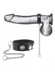 Утяжка на пенис с поводком Snap Cock Ring With 12  Leash - BlueLine - купить с доставкой в Коврове