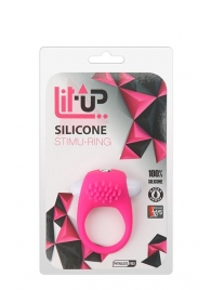 Розовое эрекционное кольцо с щеточкой LIT-UP SILICONE STIMU RING 5 - Dream Toys - в Коврове купить с доставкой