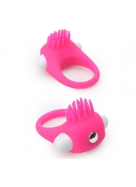 Розовое эрекционное кольцо с щеточкой LIT-UP SILICONE STIMU RING 5 - Dream Toys - в Коврове купить с доставкой