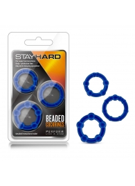 Набор из 3 синих эрекционных колец Stay Hard Beaded Cockrings - Blush Novelties - в Коврове купить с доставкой