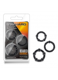 Набор из 3 чёрных эрекционных колец Stay Hard Beaded Cockrings - Blush Novelties - в Коврове купить с доставкой