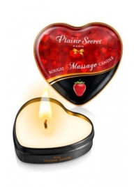 Массажная свеча с ароматом клубники Bougie Massage Candle - 35 мл. - Plaisir Secret - купить с доставкой в Коврове