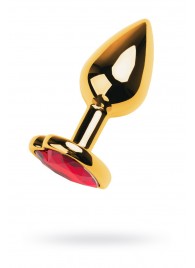 Золотистая анальная пробка с кристаллом-сердцем - 7,5 см. - ToyFa - купить с доставкой в Коврове