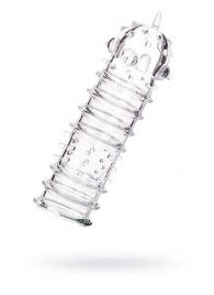 Прозрачная насадка на пенис TOYFA A-Toys с ребрами и точками - 15,3 см. - A-toys - в Коврове купить с доставкой