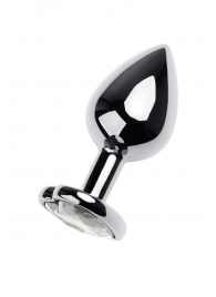 Серебристая анальная пробка с прозрачным кристаллом-сердцем - 8 см. - ToyFa - купить с доставкой в Коврове