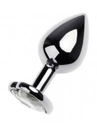 Серебристая анальная пробка с прозрачным кристаллом-сердцем - 8 см. - ToyFa - купить с доставкой в Коврове