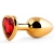 Золотистая анальная пробка с красным стразом-сердечком - 8 см. - Anal Jewelry Plug - купить с доставкой в Коврове