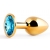 Золотистая анальная пробка с голубым стразом - 7,2 см. - Anal Jewelry Plug - купить с доставкой в Коврове