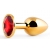 Золотистая анальная пробка с красным стразом - 7,2 см. - Anal Jewelry Plug - купить с доставкой в Коврове