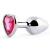 Серебристая анальная пробка с розовым кристаллом-сердечком - 7 см. - Anal Jewelry Plug - купить с доставкой в Коврове