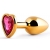 Золотистая анальная пробка с малиновым кристаллом-сердечком - 7 см. - Anal Jewelry Plug - купить с доставкой в Коврове