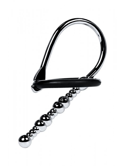 Серебристый уретральный плаг-бусины TOYFA Metal с мягким фиксириющим кольцом - ToyFa - купить с доставкой в Коврове