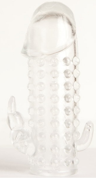 Гелевая прозрачная насадка с 2 отростками - 13 см. - Toyfa Basic - в Коврове купить с доставкой