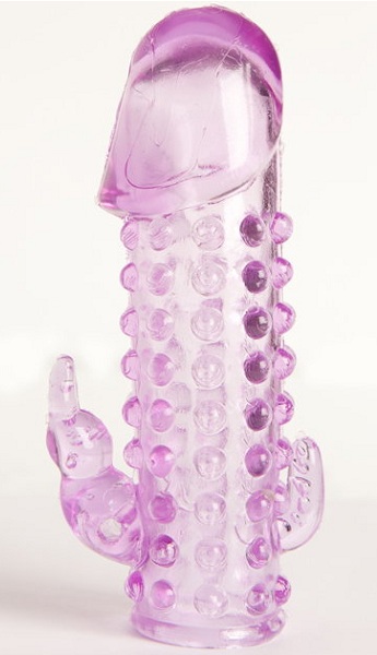 Закрытая фиолетовая насадка с 2 отростками - 13 см. - Toyfa Basic - в Коврове купить с доставкой