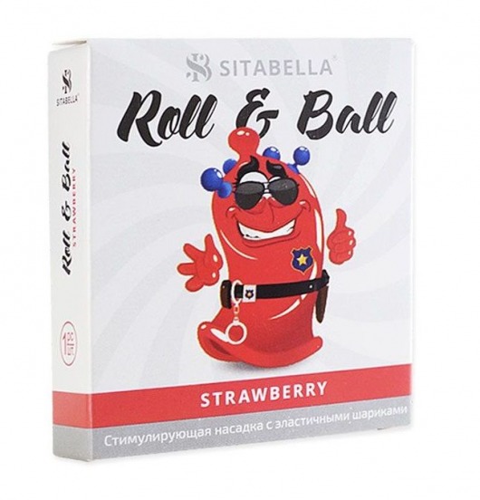 Стимулирующий презерватив-насадка Roll   Ball Strawberry - Sitabella - купить с доставкой в Коврове