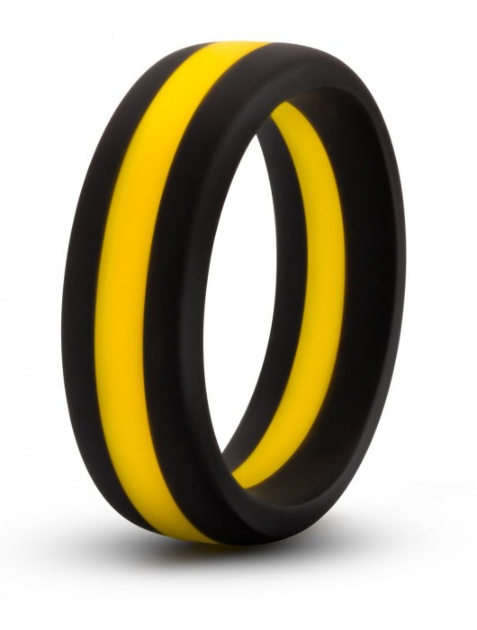 Черно-желтое силиконовое эрекционное кольцо Silicone Go Pro Cock Ring - Blush Novelties - в Коврове купить с доставкой