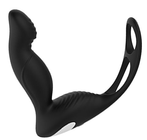 Черный вибромассажер простаты P-PLEASER W ERECTION ENHANCE - Dream Toys - в Коврове купить с доставкой