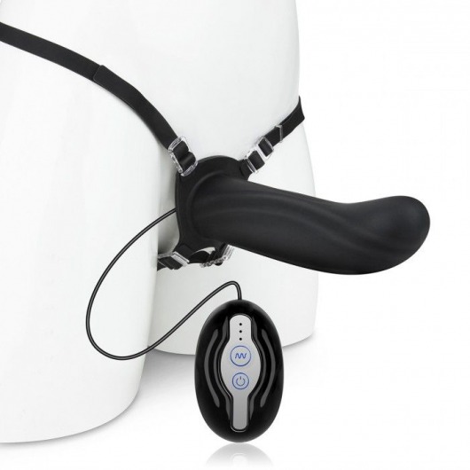 Черный страпон с вибратором Mojo Ghia - Seven Creations - купить с доставкой в Коврове