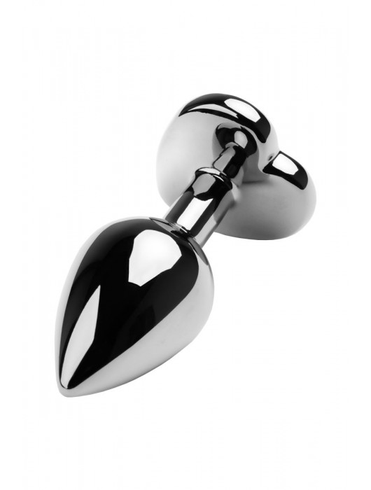 Серебристая коническая анальная пробка с красным кристаллом-сердечком - 7 см. - ToyFa - купить с доставкой в Коврове