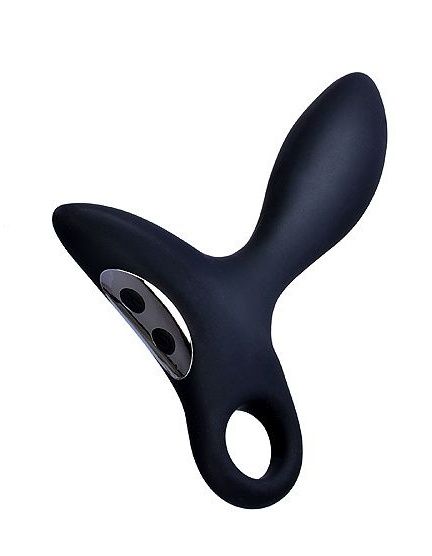 Черный силиконовый анальный вибромассажер Erokey с колечком-ограничителем - Erokay - в Коврове купить с доставкой