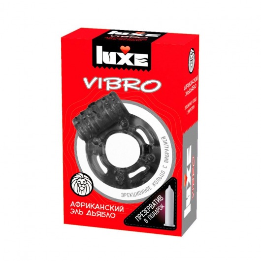 Чёрное эрекционное виброкольцо Luxe VIBRO  Африканский Эль Дьябло  + презерватив - Luxe - в Коврове купить с доставкой