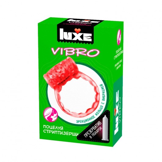 Розовое эрекционное виброкольцо Luxe VIBRO  Поцелуй стриптизёрши  + презерватив - Luxe - в Коврове купить с доставкой