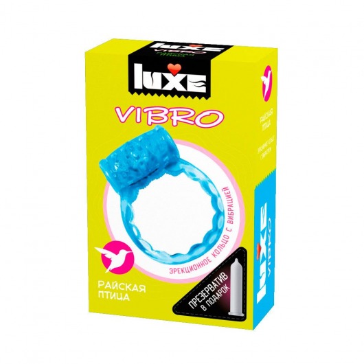 Голубое эрекционное виброкольцо Luxe VIBRO  Райская птица  + презерватив - Luxe - в Коврове купить с доставкой