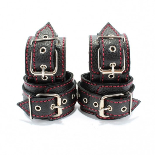 Черный бондажный набор с красной строчкой - БДСМ Арсенал - купить с доставкой в Коврове