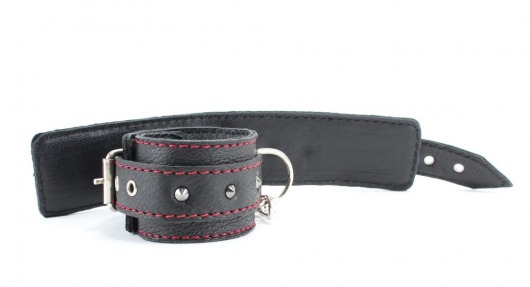 Черные наручники из натуральной кожи на карабинах - БДСМ Арсенал - купить с доставкой в Коврове