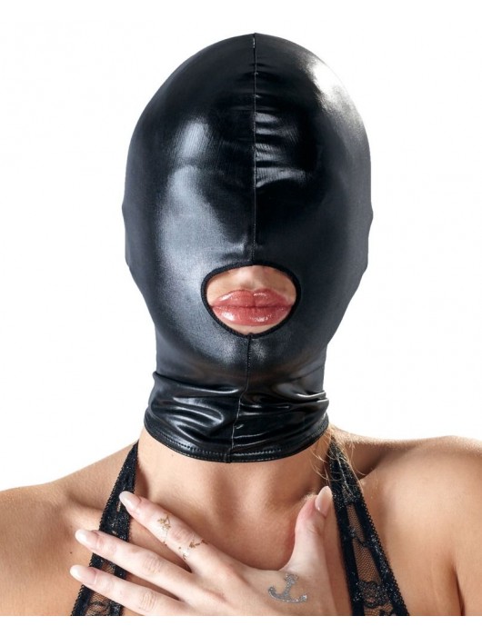 Черная эластичная маска на голову с отверстием для рта - Orion - купить с доставкой в Коврове