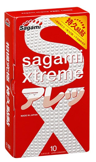 Утолщенные презервативы Sagami Xtreme Feel Long с точками - 10 шт. - Sagami - купить с доставкой в Коврове