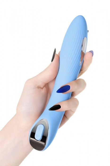 Голубой силиконовый вибратор с электростимуляцией TESLA G-POINT - 21 см. - ToyFa - купить с доставкой в Коврове