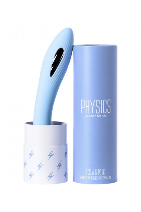 Голубой силиконовый вибратор с электростимуляцией TESLA G-POINT - 21 см. - ToyFa - купить с доставкой в Коврове