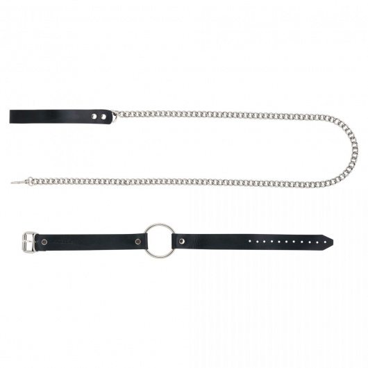 Черный поводок и чокер с кольцом Rada - Rebelts - купить с доставкой в Коврове