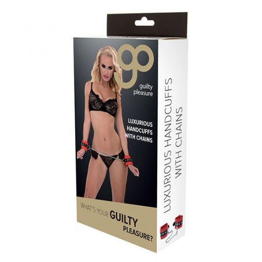 Красно-чёрные наручники на металлической цепочке - Blush Novelties - купить с доставкой в Коврове