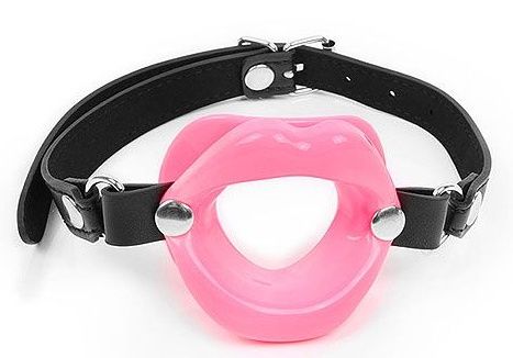 Розовый кляп-губки на черном ремешке - Notabu - купить с доставкой в Коврове