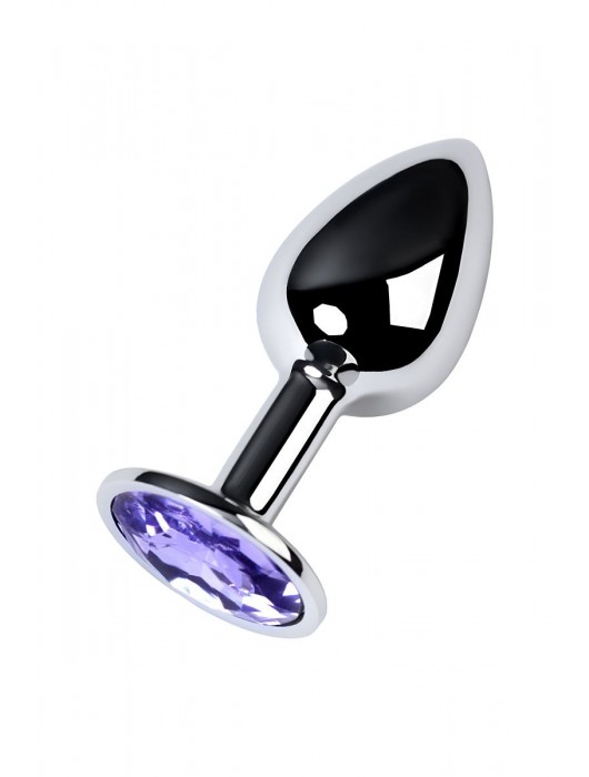 Серебристая конусовидная анальная пробка с фиолетовым кристаллом - 7 см. - ToyFa - купить с доставкой в Коврове