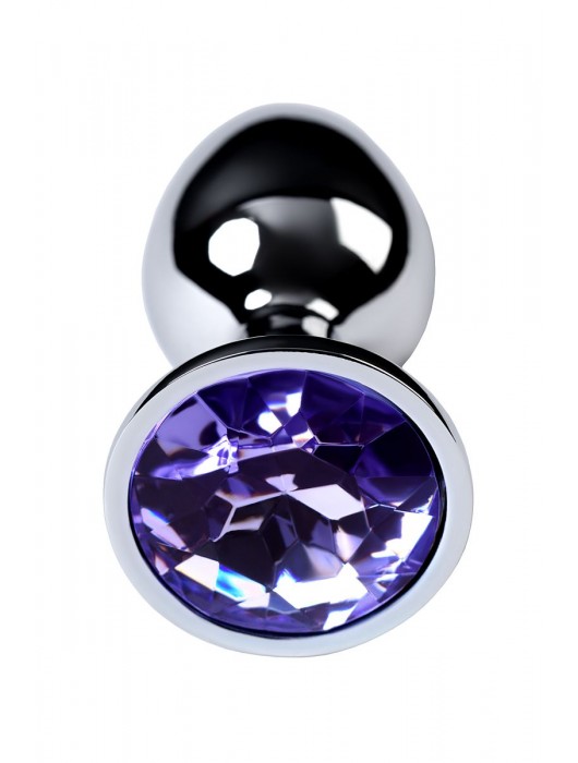 Серебристая конусовидная анальная пробка с фиолетовым кристаллом - 7 см. - ToyFa - купить с доставкой в Коврове