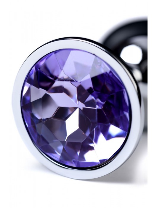 Серебристая конусовидная анальная пробка с фиолетовым кристаллом - 7 см. - ToyFa - купить с доставкой в Коврове