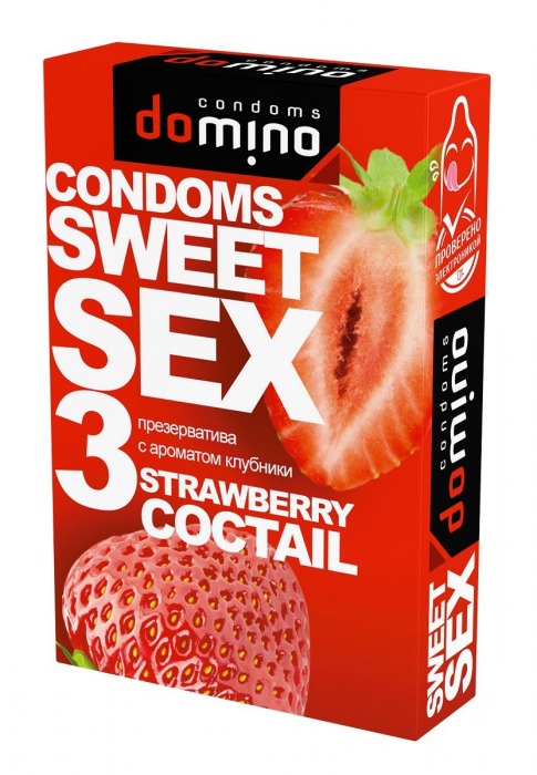 Презервативы для орального секса DOMINO Sweet Sex с ароматом клубничного коктейля  - 3 шт. - Domino - купить с доставкой в Коврове