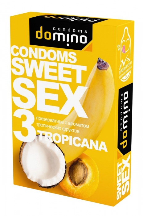 Презервативы для орального секса DOMINO Sweet Sex с ароматом тропических фруктов - 3 шт. - Domino - купить с доставкой в Коврове