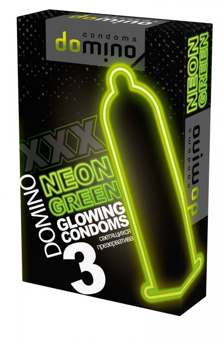 Презервативы DOMINO Neon Green со светящимся в темноте кончиком - 3 шт. - Domino - купить с доставкой в Коврове