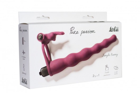Бордовая вибронасадка для двойного проникновения Jungle Bunny - 17 см. - Lola Games - купить с доставкой в Коврове