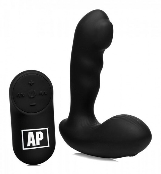 Черный стимулятор простаты Alpha-Pro 7X P-Milker Silicone Prostate Stimulator with Milking Bead - XR Brands - в Коврове купить с доставкой