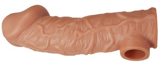 Телесная насадка на фаллос с отверстием для мошонки EXTREME SLEEVE - 17,6 см. - KOKOS - в Коврове купить с доставкой