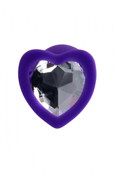 Фиолетовая анальная втулка Diamond Heart с прозрачным кристаллом - 7 см. - ToyFa - купить с доставкой в Коврове
