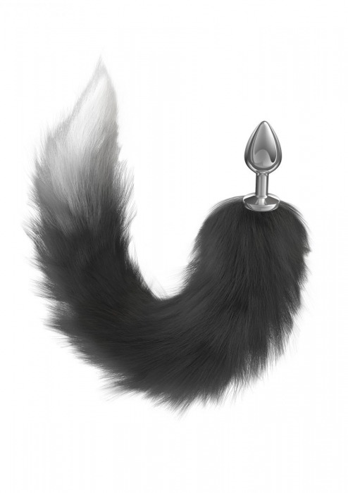 Серебристая анальная пробка с черным хвостом Galaxy - Lola Games - купить с доставкой в Коврове