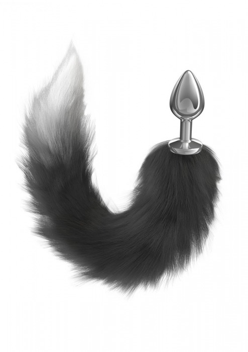 Серебристая анальная пробка с черным хвостом Starlit - Lola Games - купить с доставкой в Коврове