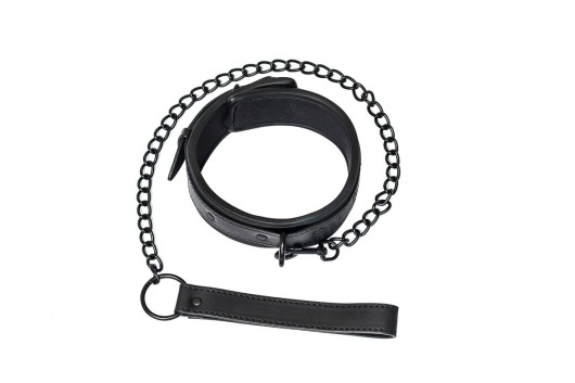 Черный ошейник с поводком Kinky - Lola Games - купить с доставкой в Коврове